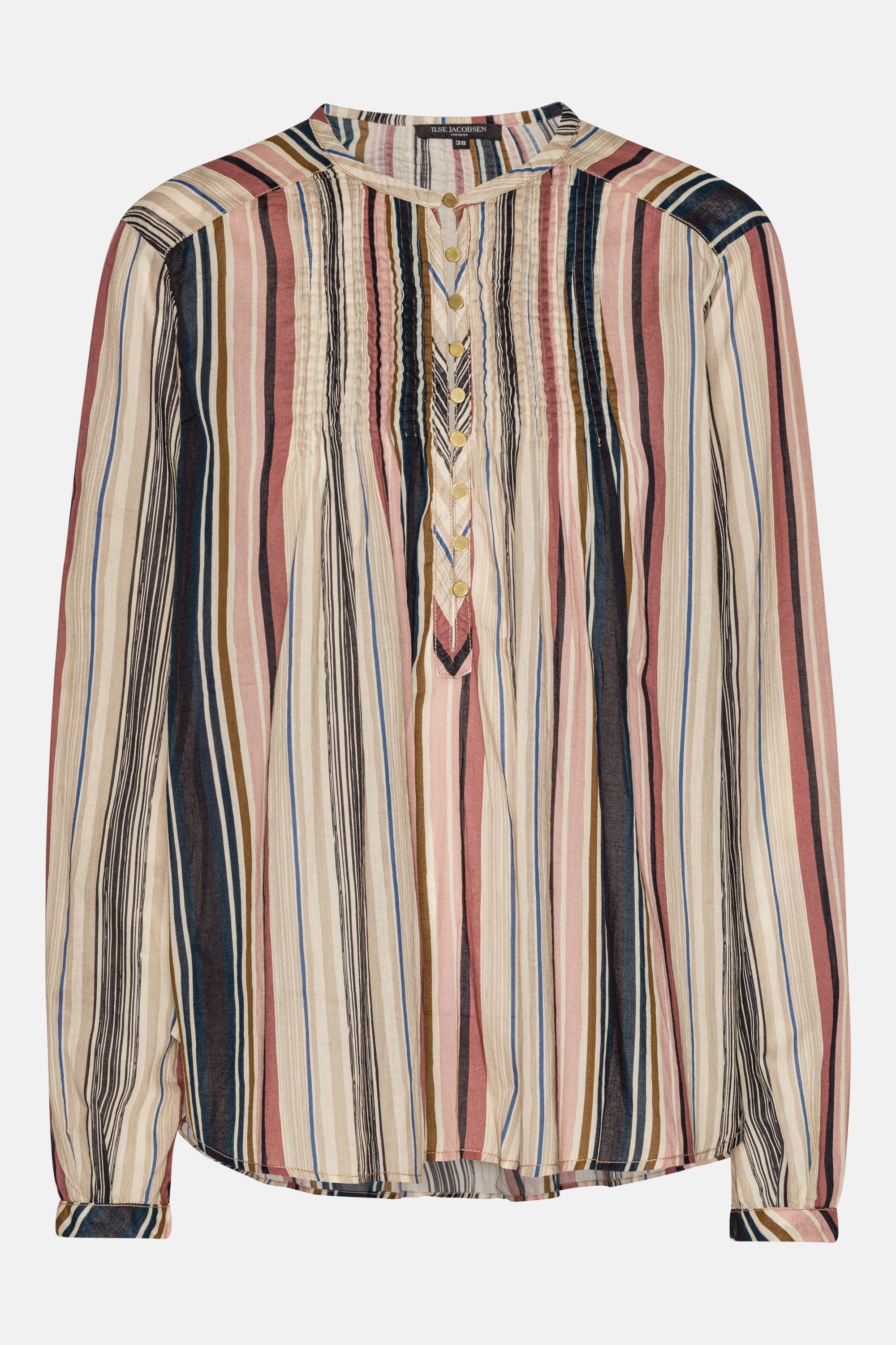 Long Sleeved Shirt Pintuck - Beige Organic Stripe